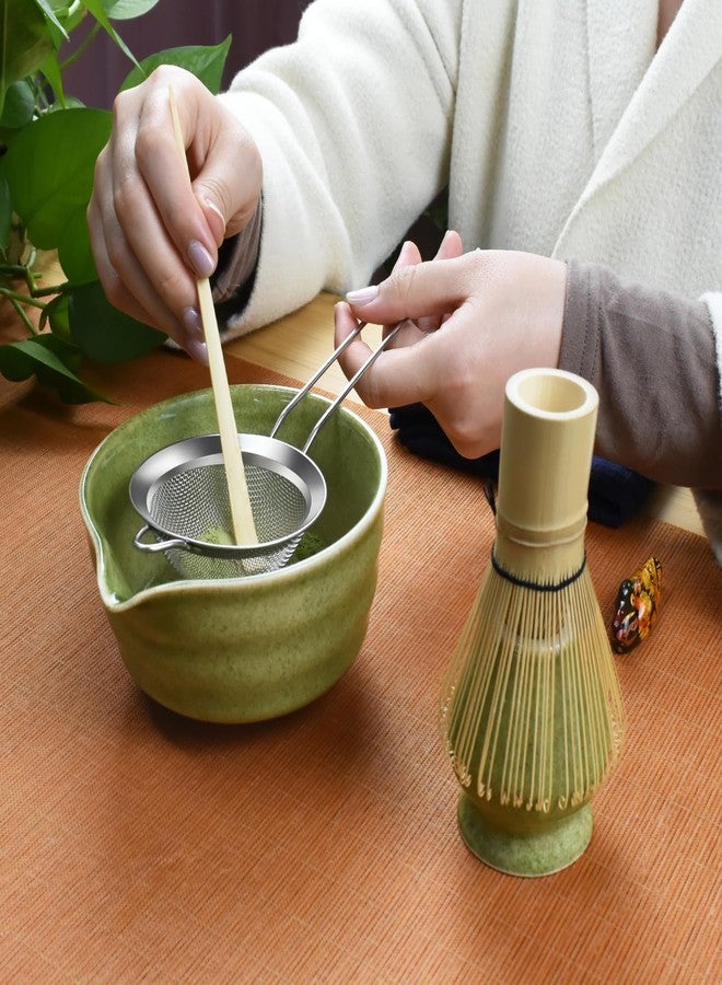 Artcome 7-Piece Matcha Tea Set - Complete Japanese Ceremony Kit with Bowl, Whisk, Scoop, Strainer & Guide, Mottled Green - Image 4