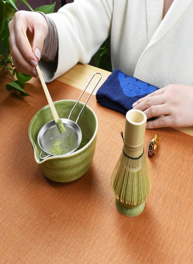 Artcome 7-Piece Matcha Tea Set - Complete Japanese Ceremony Kit with Bowl, Whisk, Scoop, Strainer & Guide, Mottled Green - Image 3