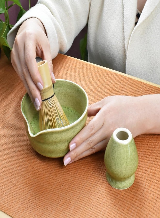 Artcome 7-Piece Matcha Tea Set - Complete Japanese Ceremony Kit with Bowl, Whisk, Scoop, Strainer & Guide, Mottled Green - Image 5