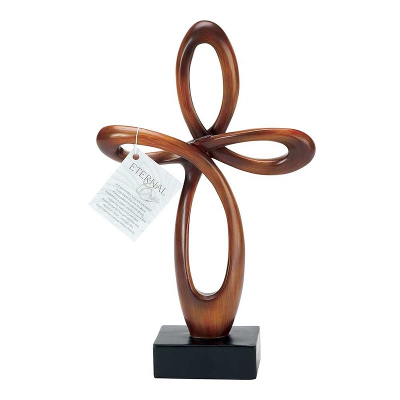 Dicksons Resin Tabletop Cross with Brown Finish - 12" High - Image 1