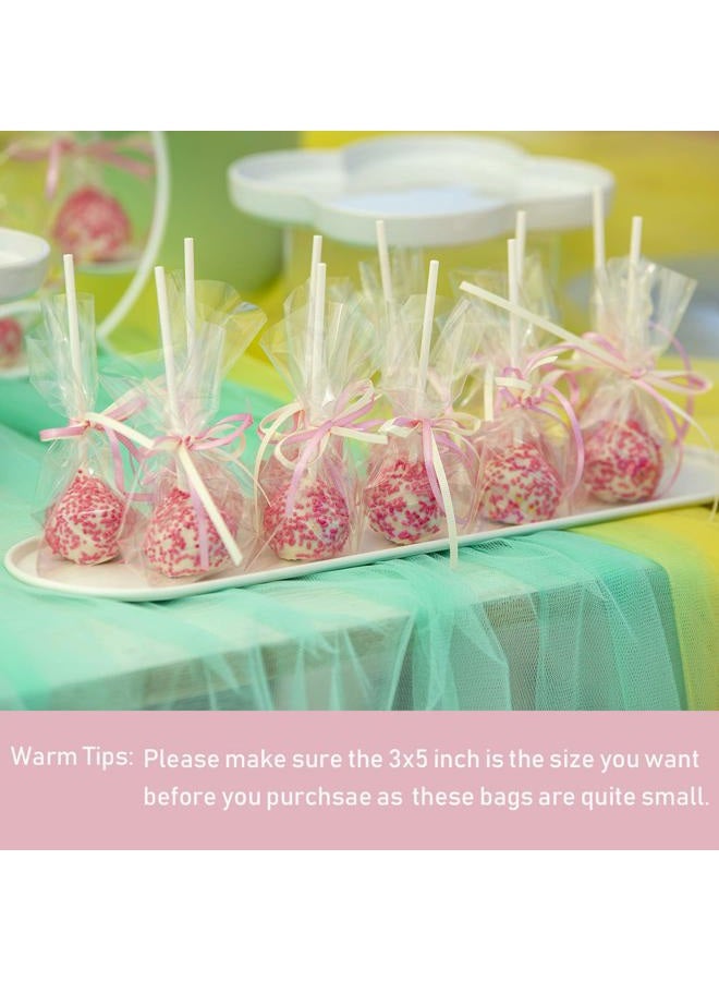 Morepack Cello Cellophane Treat Bags,200 PCS 3x5 Inches Clear Cake Pop Lollipop Bags with Twist Ties - Image 3