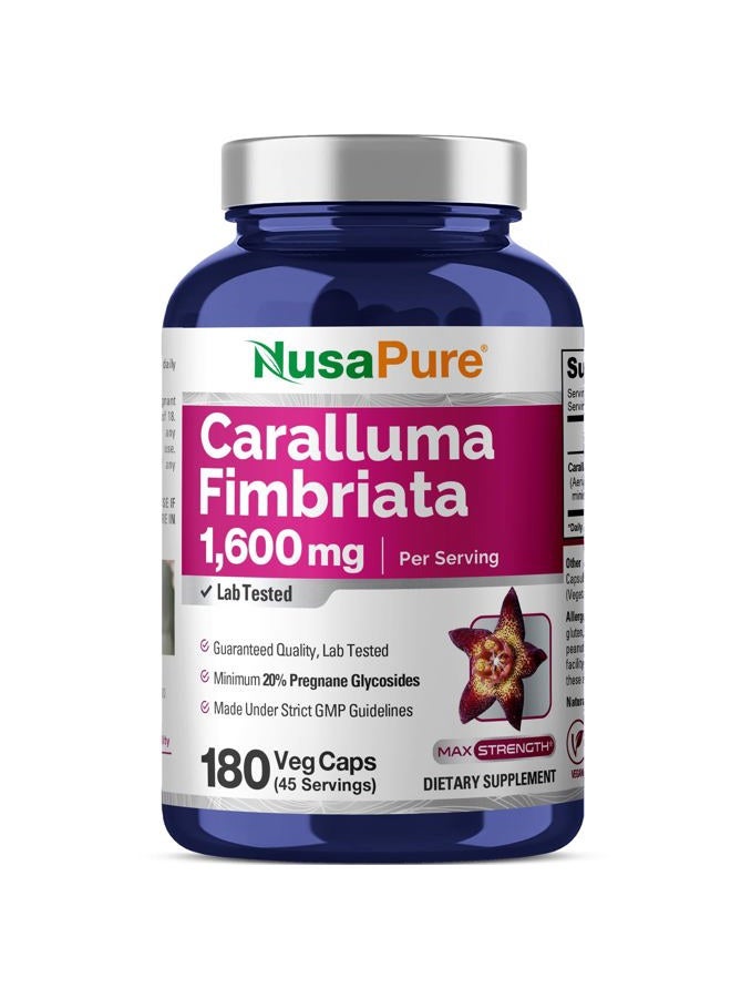 NusaPure Caralluma Fimbriata 1600mg - 180 Veggie Capsules (Non-GMO & Gluten Free) - Image 1