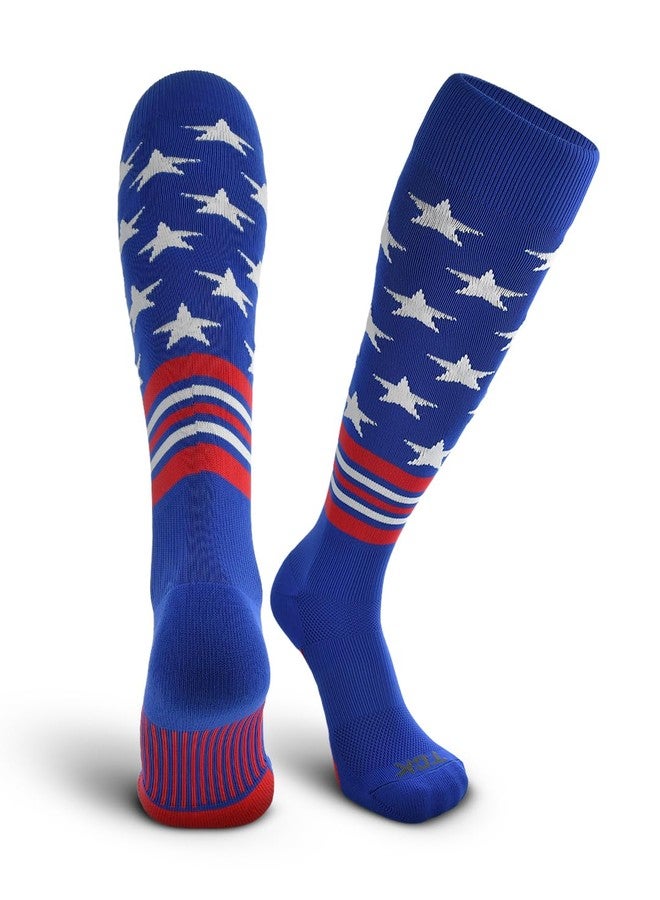 TCK USA American Flag Baseball Socks (Royal/Scarlet/White, Small) - Image 1