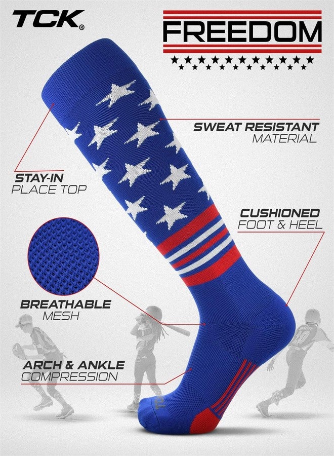 TCK USA American Flag Baseball Socks (Royal/Scarlet/White, Small) - Image 2