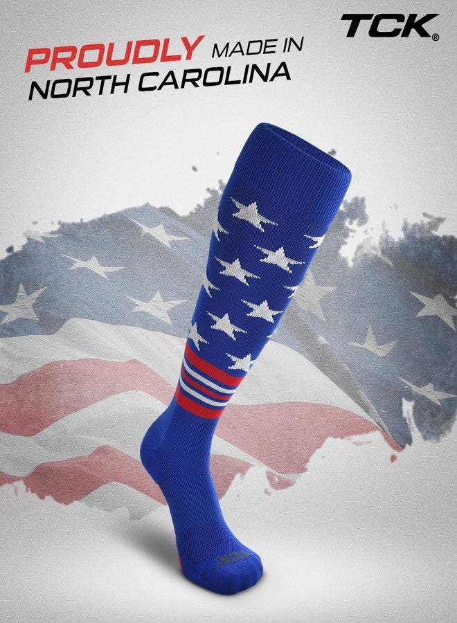 TCK USA American Flag Baseball Socks (Royal/Scarlet/White, Small) - Image 3