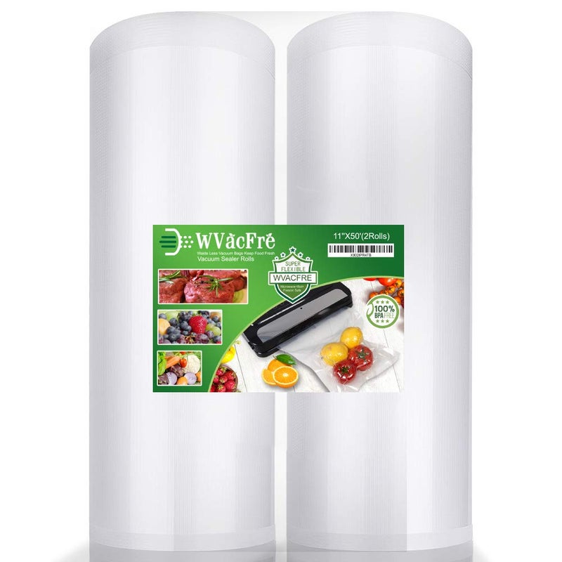 WVacFre 2Pack 11X50 Vacuum Sealer Freezer Storage Machine Bags Rolls for Food Saver
