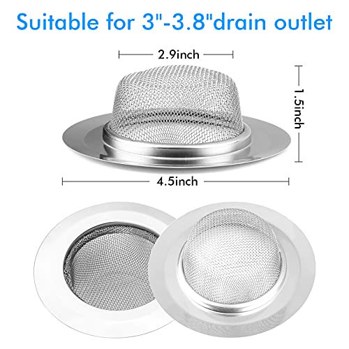 SOSUO 2Pcs Kitchen Sink Strainer, Stainless Steel Mesh Sink Drain Cover, Large Wide Rim 4.5" Diameter Sink Drain Strainer Basket Catcher - Image 3
