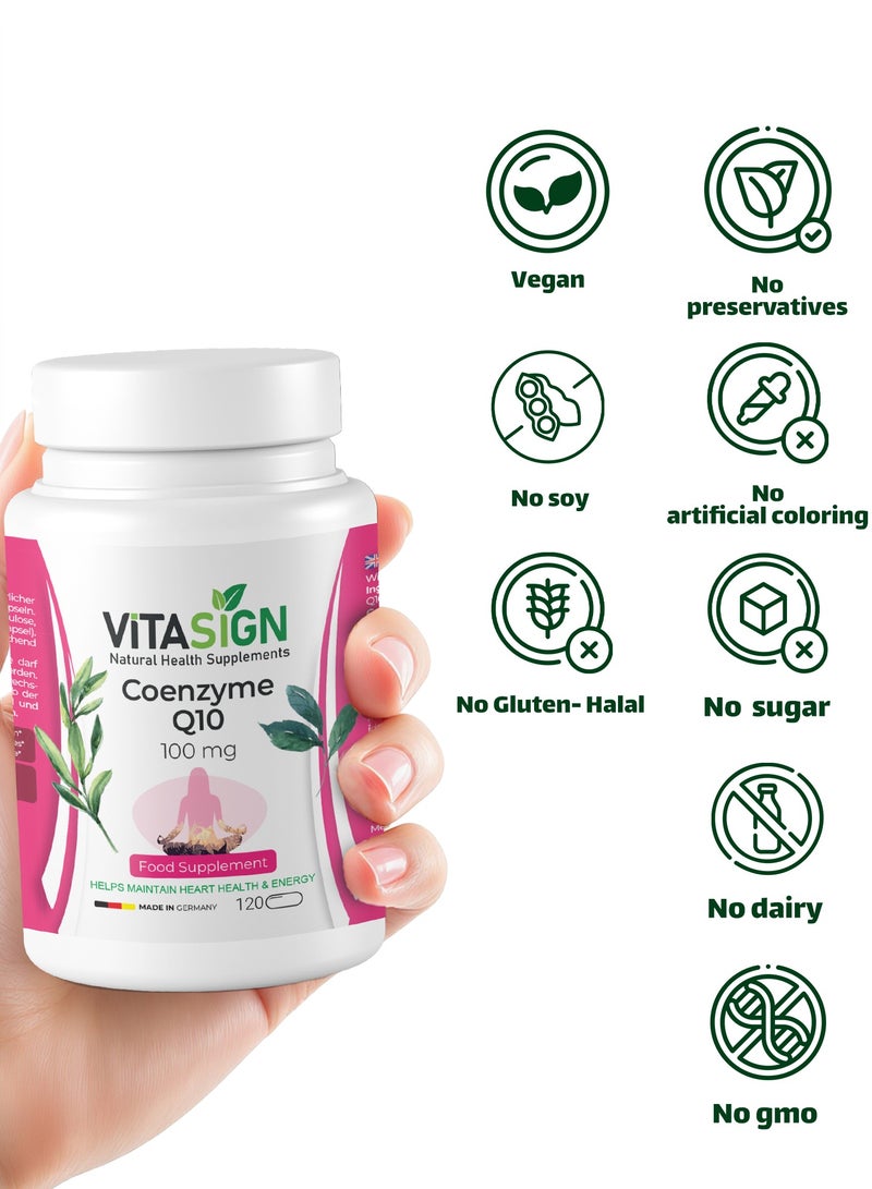 VITASIGN Premium Coenzyme Q10 100mg, 120 Vegan Capsules for enhance muscle performance, Energy & Brain Function - Image 5