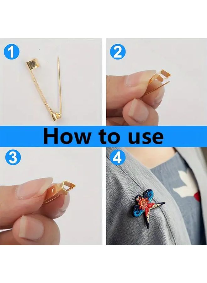 51 Pcs Golden Metal Safety Pins With Hole Badge Strap For DIY Crafts And Sewing Supplies - Image 4