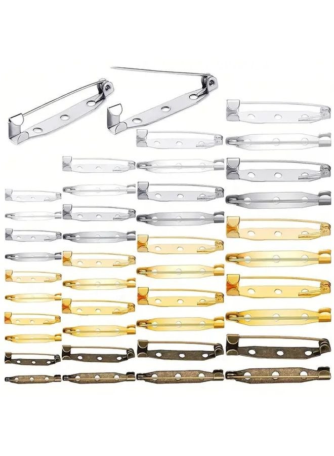 51 Pcs Golden Metal Safety Pins With Hole Badge Strap For DIY Crafts And Sewing Supplies - Image 2