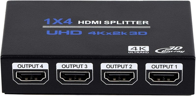ENBUER موزع HDMI 1x4، 1 مدخل 4 مخارج موزع صوت وصورة يدعم 3D و 4K x 2K متوافق مع HDTV، STB، DVD، PS3، جهاز العرض إلخ، فقط تكرار/مرآة الشاشة (لا يمتد) - Image 1