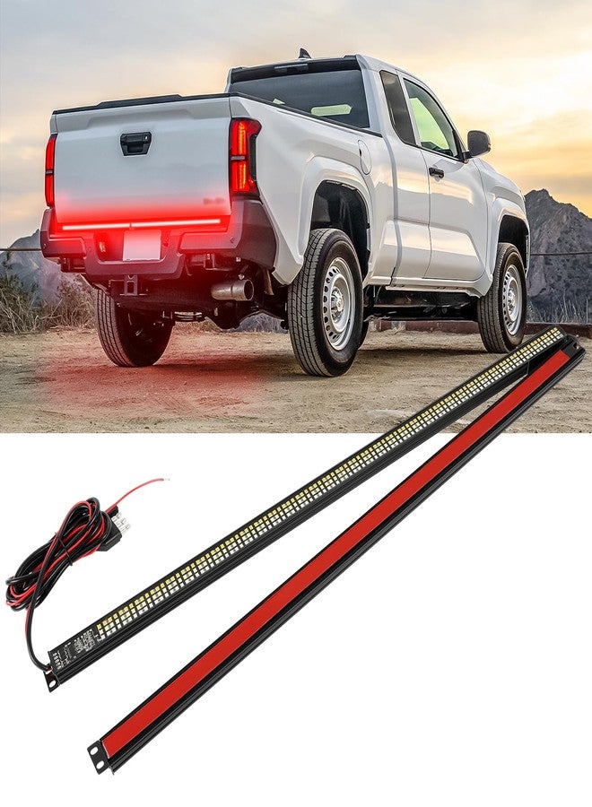 keepdsgn 48" Tailgate Light Bar Triple Row LED Truck Tailgate Light Strip with Red Running Brake Lights White Reverse Amber Turn Signal Lights Compatible with Toyota Tacoma Ford Ranger Maverick GMC Canyon - Image 1