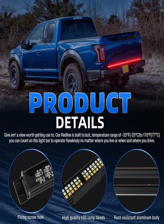 keepdsgn 48" Tailgate Light Bar Triple Row LED Truck Tailgate Light Strip with Red Running Brake Lights White Reverse Amber Turn Signal Lights Compatible with Toyota Tacoma Ford Ranger Maverick GMC Canyon - Image 2