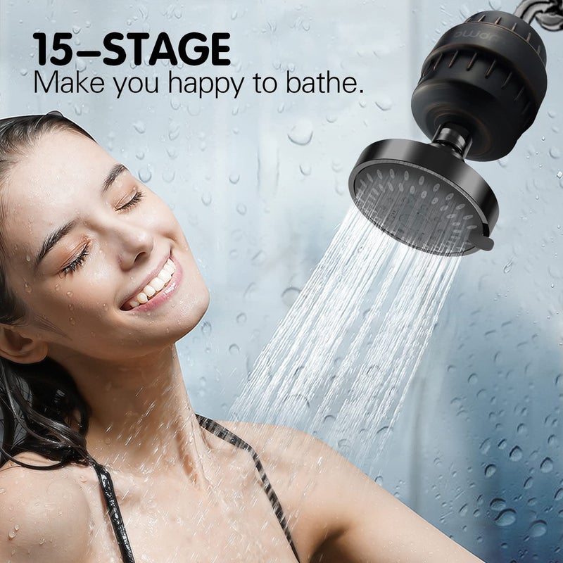 BWDM Shower Filter,Hard Water filter Shower Head Filter 15 Stage Cartridge Remove Chlorine Heavy Metals and Other Sediments,Vitamin C Water Softener Reduces Dry Itchy Skin,Dandruff BWDM(Oil-Rubbed Bronze) - Image 5