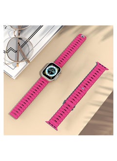 Color Fans Soft Silicone Ocean Sports Strap Compatible Apple Watch 41mm 40mm 38mm for Men Women, Adjustible Watch Band for Apple Watch SE/Series 9/8/7/6/5/4/3/2/1 - Barbie Pink  - Image 3