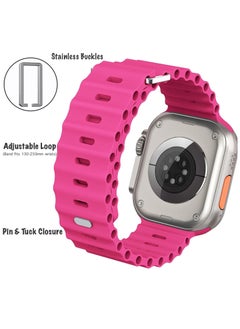 Color Fans Soft Silicone Ocean Sports Strap Compatible Apple Watch 41mm 40mm 38mm for Men Women, Adjustible Watch Band for Apple Watch SE/Series 9/8/7/6/5/4/3/2/1 - Barbie Pink  - Image 4