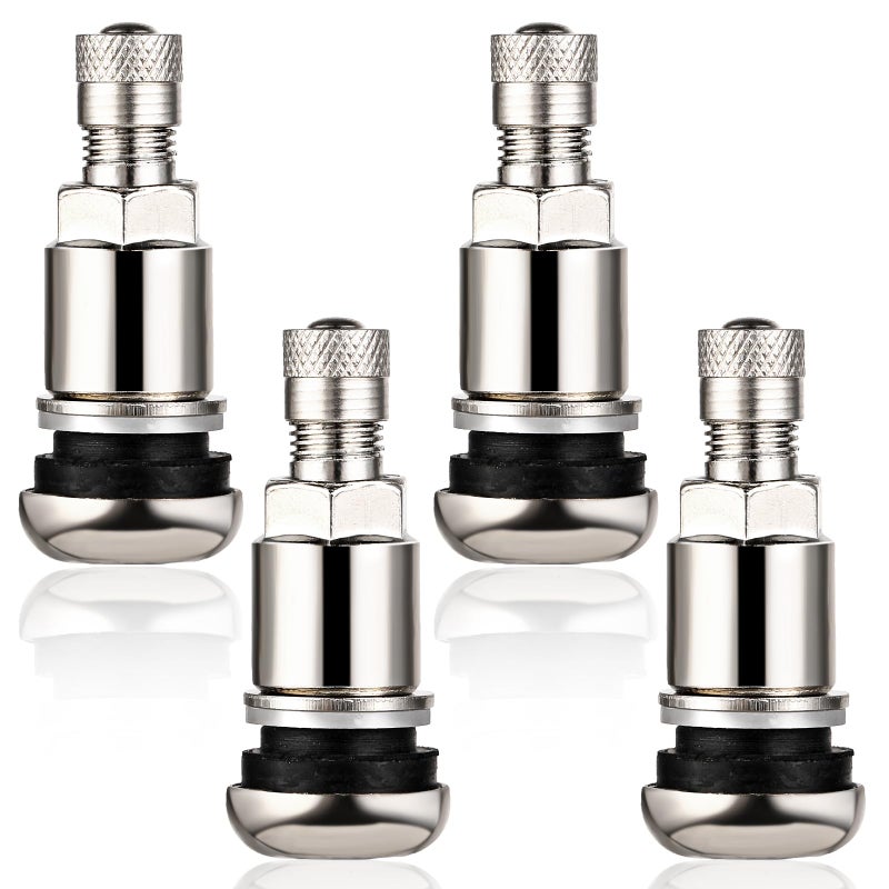 Molain 4Piece Universal Metal Valve Stems Silver 113 mm HighPressure Cars SUVs Trucks