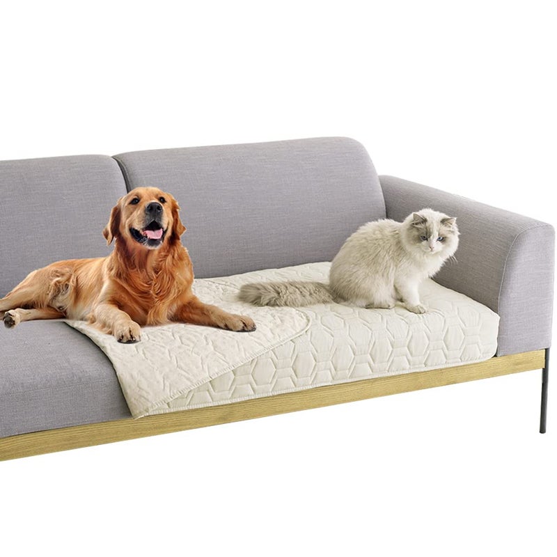 Tcksstex Waterproof and Anti-Slip Dog Bed Cover and Pet Blanket Sofa Pet Bed Mat ï¼Œcar Incontinence Mattress Protectors Furniture Couch Cover for Most Cats Dogs, Petsï¼ˆ30x70-Ivoryï¼‰ - Image 1