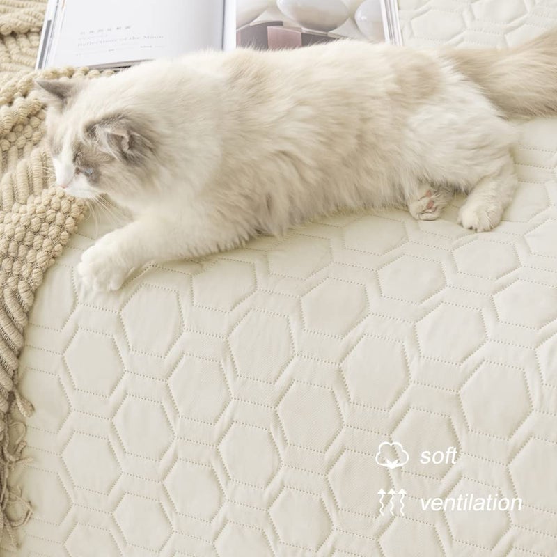 Tcksstex Waterproof and Anti-Slip Dog Bed Cover and Pet Blanket Sofa Pet Bed Mat ï¼Œcar Incontinence Mattress Protectors Furniture Couch Cover for Most Cats Dogs, Petsï¼ˆ30x70-Ivoryï¼‰ - Image 5