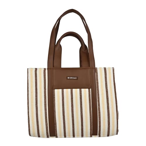 ENSAC Cotton Tote Bag for Women, Stylish Handbag for women with Zip Closure Fit for Office Bag, College, Travel Use | Handcrafted in India-02 - Image 1