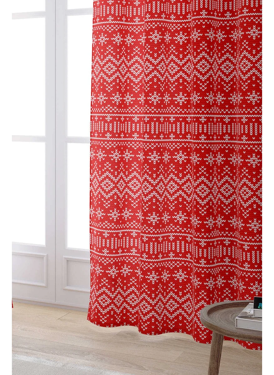 Cango Home Red Blue Christmas Themed Digital Printed Curtain CGH837-PR