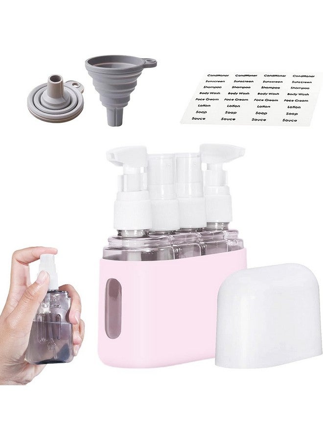 هاوس أوف كويرك زجاجات سفر مانعة للتسرب من البولي بروبلين 4 في 1، منتجات مستلزمات حمام مانعة للتسرب معتمدة من إدارة أمن النقل، سائل مُصنف يستخدم في جل الاستحمام والشامبو ومستحضرات العناية بالوجه والمنظف (وردي)، 50 مل - Image 1