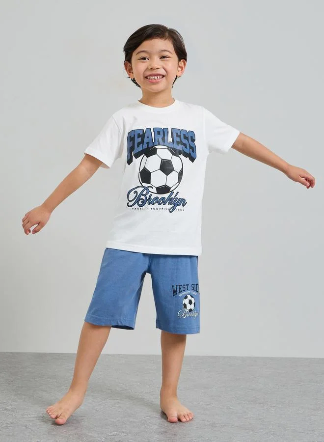 Styli Boys Pack of 3 - Graphic Print Cotton T-Shirt, Shorts and Pyjama Set
