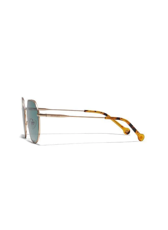 30Sundays Turn Up Ii,Men Sunglasses, Geometric Sunglasses, UV Protection: UV400 (Gold,Green)