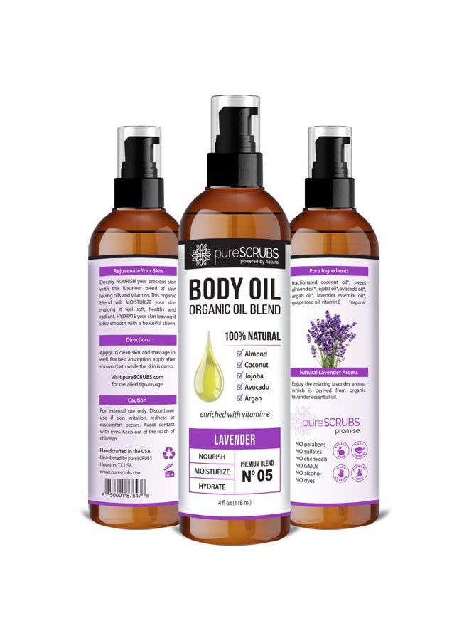 pureSCRUBS - Ultra Moisturizing Lavender Body Oil Spray for Dry Skin, Massage, Cuticles & More, Organic Blend of Jojoba, Argan, Coconut, Sweet Almond & Avocado Oils Enriched with Vitamin E, Lg 4oz - Image 1