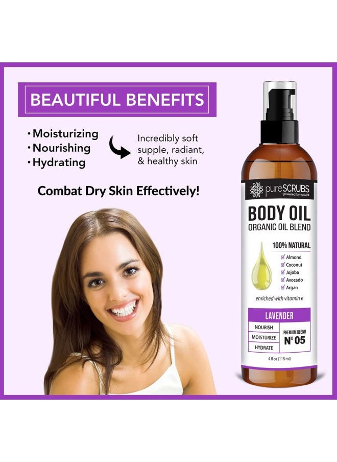 pureSCRUBS - Ultra Moisturizing Lavender Body Oil Spray for Dry Skin, Massage, Cuticles & More, Organic Blend of Jojoba, Argan, Coconut, Sweet Almond & Avocado Oils Enriched with Vitamin E, Lg 4oz - Image 1