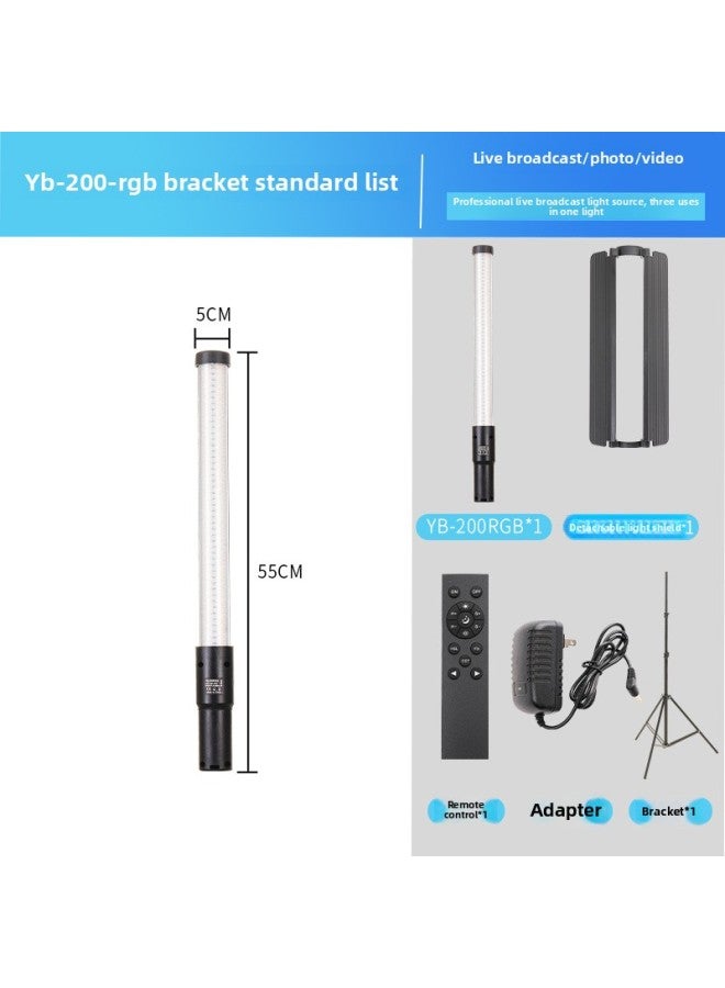 RGB Full-color Light Stick Handheld Stick Light LED Fill Light Studio Atmosphere Light Outdoor Photography Lighting Light-Light Source Color:20w Rgb Full Color Rod Light + 2.1m Tripod  - Image 1