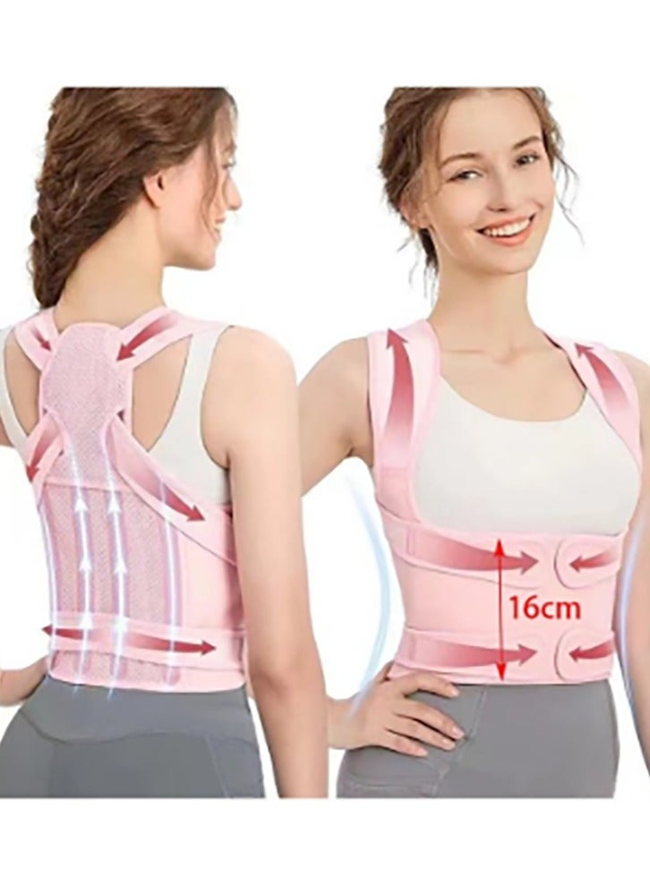 Bukela Back Brace and Posture Corrector for Women and Men, Back Straightener Posture Corrector, Scoliosis and Hunchback Correction, Back Pain, Spine Corrector, Support, Adjustable Posture Trainer, Pink - Image 1