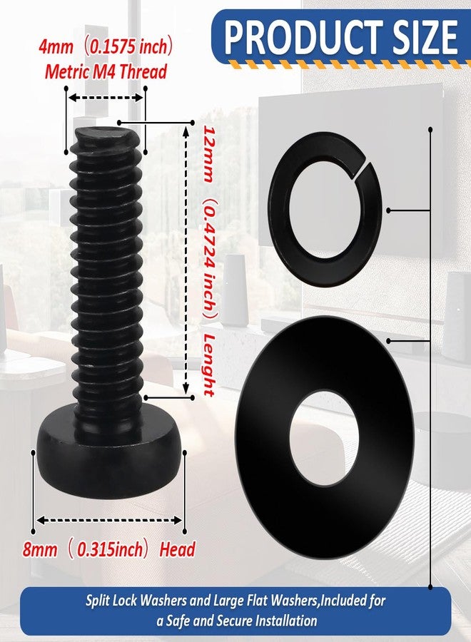 NOOTO 20 PCS M4x12mm TV/Monitor Wall Mount Screws for VESA 75x75 and VESA 100x100 Brackets - Image 3