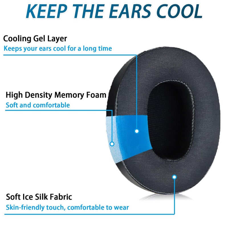 Niukeke Replacement Cooling-Gel Ear Pads for Skullcandy Crusher Wireless/Evo/ANC Hesh 3/EVO/ANC, Headphones Earpad Cushions, Headset Ear Covers Also Fit Skullcandy Venue Wireless Headphones-CG Black - Image 5