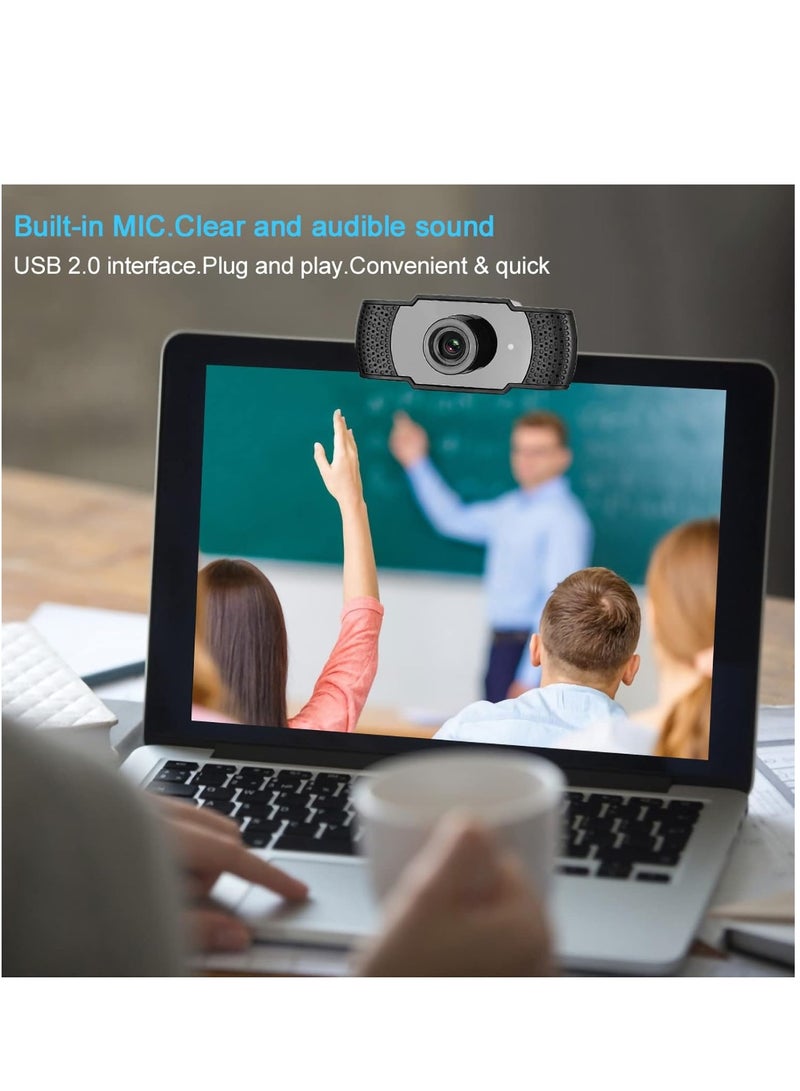 كاميرا ويب للكمبيوتر مع محرك أقراص USB 2.0 مجاني بدقة 1920 × 1080 وتردد 30 هرتز مع ميكروفون مدمج، كاميرا ويب بدقة 1080 بكسل لمكالمات الفيديو والتسجيل في الوقت الفعلي - Image 2