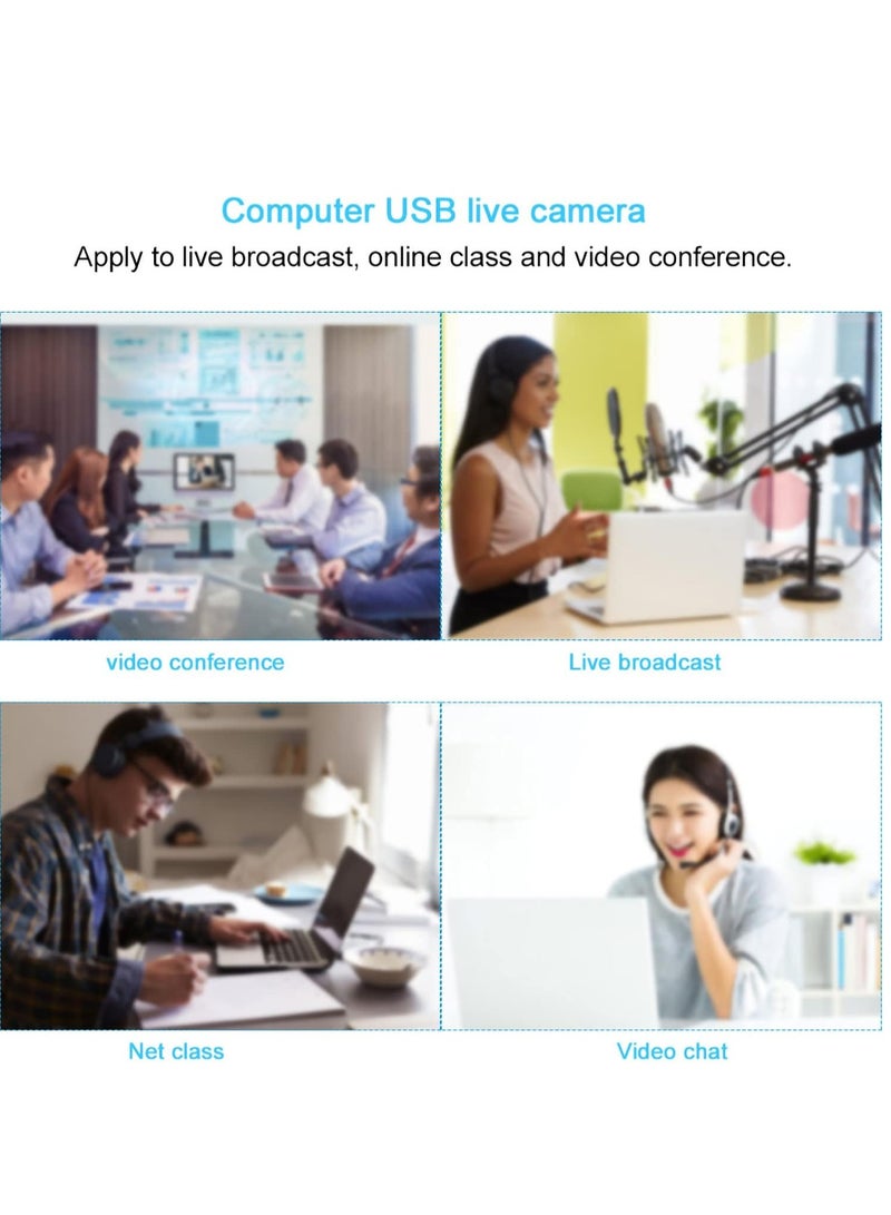 كاميرا ويب للكمبيوتر مع محرك أقراص USB 2.0 مجاني بدقة 1920 × 1080 وتردد 30 هرتز مع ميكروفون مدمج، كاميرا ويب بدقة 1080 بكسل لمكالمات الفيديو والتسجيل في الوقت الفعلي - Image 3