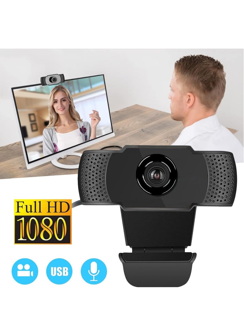 كاميرا ويب للكمبيوتر مع محرك أقراص USB 2.0 مجاني بدقة 1920 × 1080 وتردد 30 هرتز مع ميكروفون مدمج، كاميرا ويب بدقة 1080 بكسل لمكالمات الفيديو والتسجيل في الوقت الفعلي - Image 4
