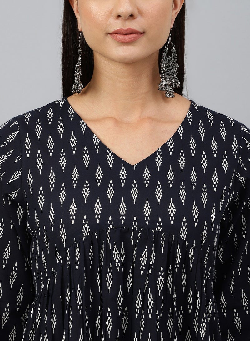 IndHeritage Premium Dress - Latest collection - Pure cotton black colour mid calf length dress - Stylish trending Indo Western Dress - Image 5