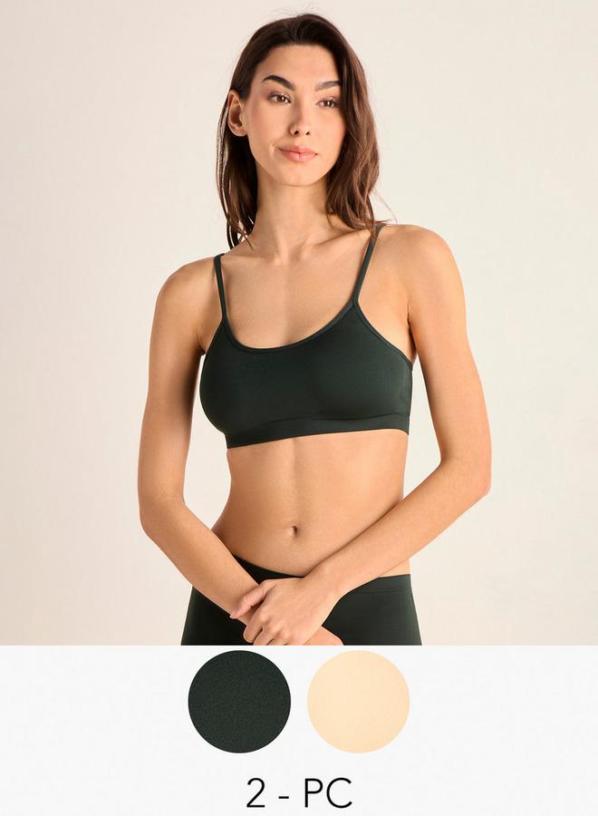 سبلاش فيڤ طقم حمالتي صدر للمراهقات بلون سادة مع أشرطة قابلة للتعديل - Image 1