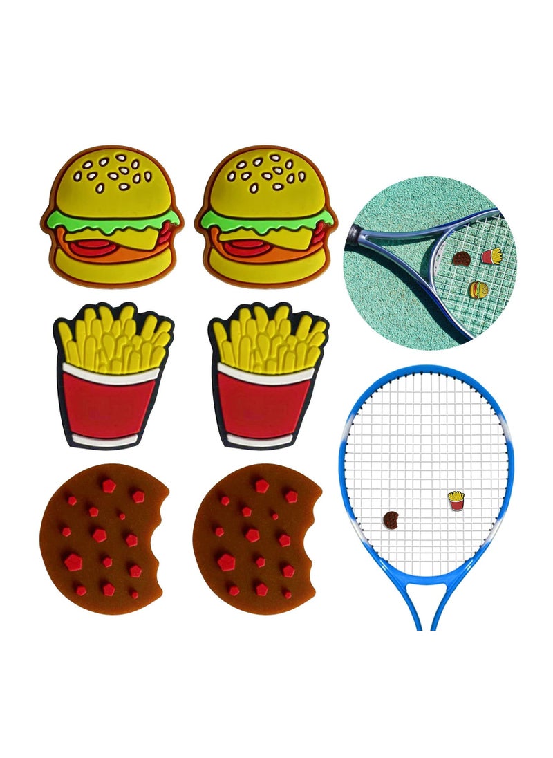 SYOSI - Tennis Dampener, Racket Vibration Damper Shape Cute Practical Silica Gel Personality Damping Burger Cake Fries For Outdoor Tennis (6 pcs) - Image 1