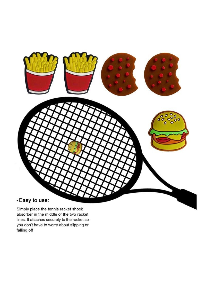 SYOSI - Tennis Dampener, Racket Vibration Damper Shape Cute Practical Silica Gel Personality Damping Burger Cake Fries For Outdoor Tennis (6 pcs) - Image 1