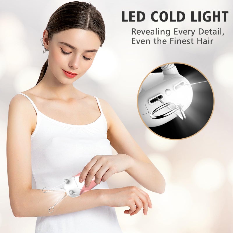WAYCOM Facial Threading Hair Removal for Women, USB Rechargeable Electric Hair Removal Device - Threading Epilator Face Razors for Women, Chin, Lip, Arms, Legs, Cotton Thread & Pearl Powder Included - Image 5