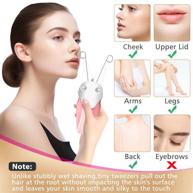 WAYCOM Facial Threading Hair Removal for Women, USB Rechargeable Electric Hair Removal Device - Threading Epilator Face Razors for Women, Chin, Lip, Arms, Legs, Cotton Thread & Pearl Powder Included - Image 3