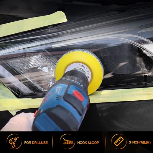 POLIWELL Headlight Restoration Kit 3 Easy Steps to Restore Sun Damaged Headlights Polish Headlights Lens Restore Cleaner DIY Polishing, Sanding Discs, Scouring Pads for Electric Drill, Total 24Pack - Image 2