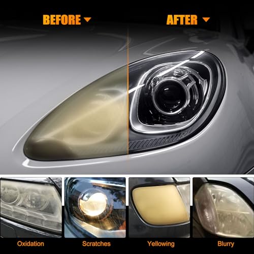 POLIWELL Headlight Restoration Kit 3 Easy Steps to Restore Sun Damaged Headlights Polish Headlights Lens Restore Cleaner DIY Polishing, Sanding Discs, Scouring Pads for Electric Drill, Total 24Pack - Image 3