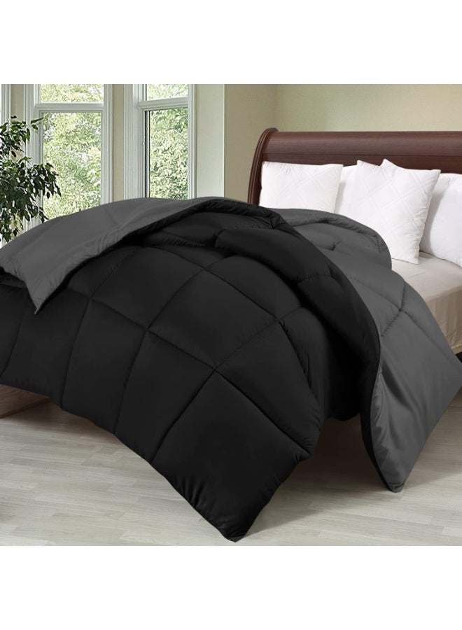 Utopia Bedding Comforter Duvet Insert - Quilted Comforter with Corner Tabs - Box Stitched Down Alternative Comforter (Black/Grey, Twin) - Image 2