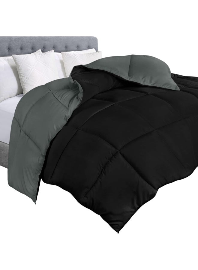 Utopia Bedding Comforter Duvet Insert - Quilted Comforter with Corner Tabs - Box Stitched Down Alternative Comforter (Black/Grey, Twin) - Image 1