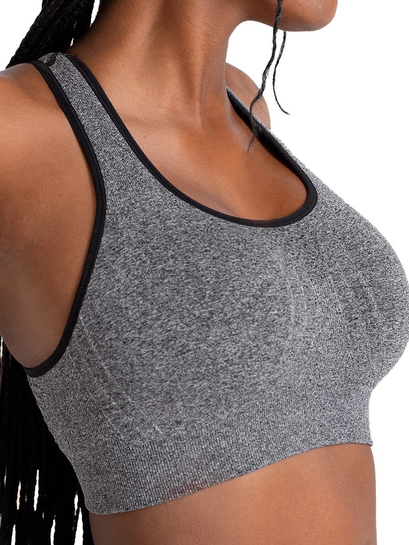 SHAPERMINT Sports Bras for Women - Workout Bras for Women, Plus Size Sports Bra, Workout Tops for Women High Support Heather Gray - Image 1