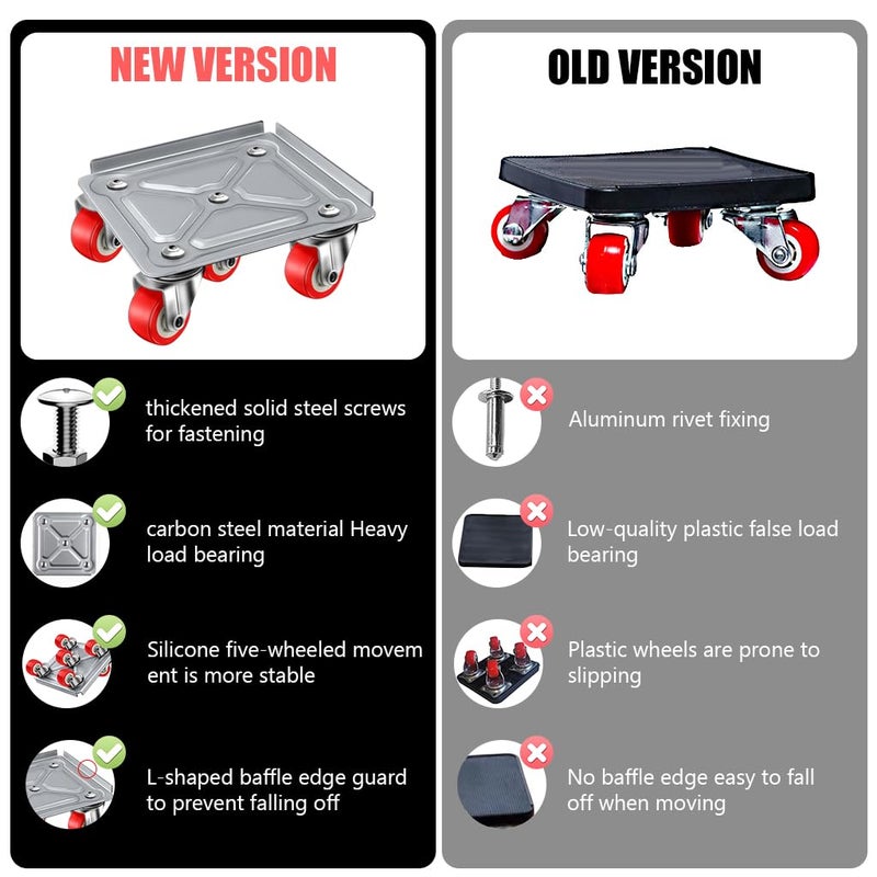 HASTHIP مجموعة أدوات نقل الأثاث ذات 5 عجلات، 600 كجم أدوات نقل الأثاث الثقيلة مع مضاد للانزلاق للأرائك، الخزائن، الغسالات، الثلاجات ارتفاع قابل للتعديل - Image 4