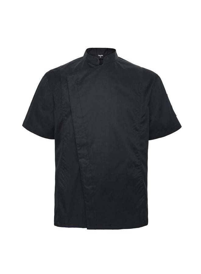 TopTie Unisex Short Sleeve Chef Coat Jacket (Black With Mesh, L) - Image 1